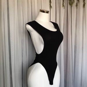 Black Open Sides Bodysuit